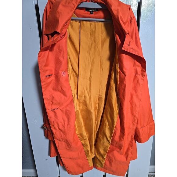 Twiggy London VTG Chic Rain Coat XL Bold Orange Retro Mod 60's Style Trench - Picture 8 of 15